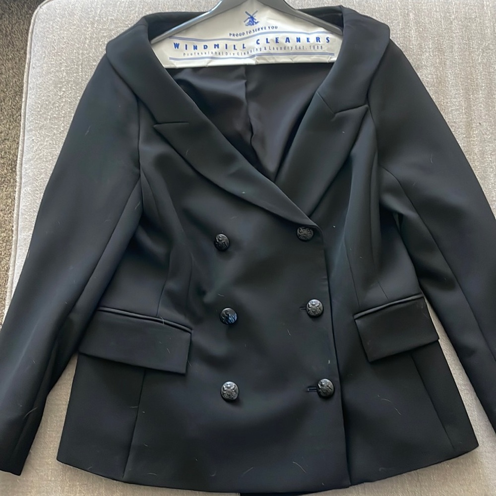 Black off-the-shoulder Veronica Beard blazer (The Frayne Blazer)